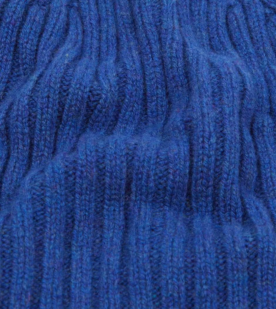 Drake's Lambswool Ribbed Knit Cap Royal blue Cheap