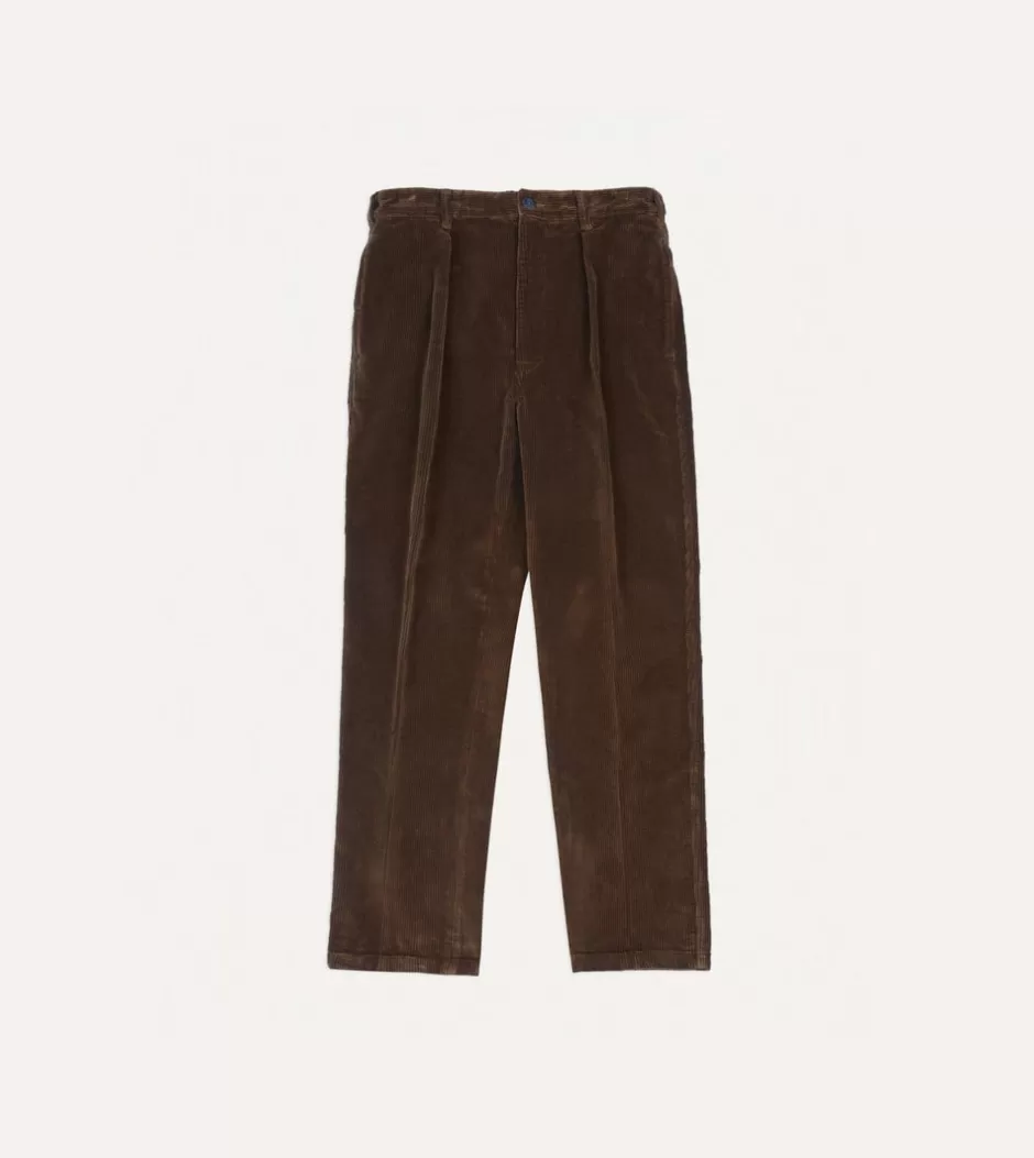 Drake's Cotton Corduroy Games Trousers Russet Clearance