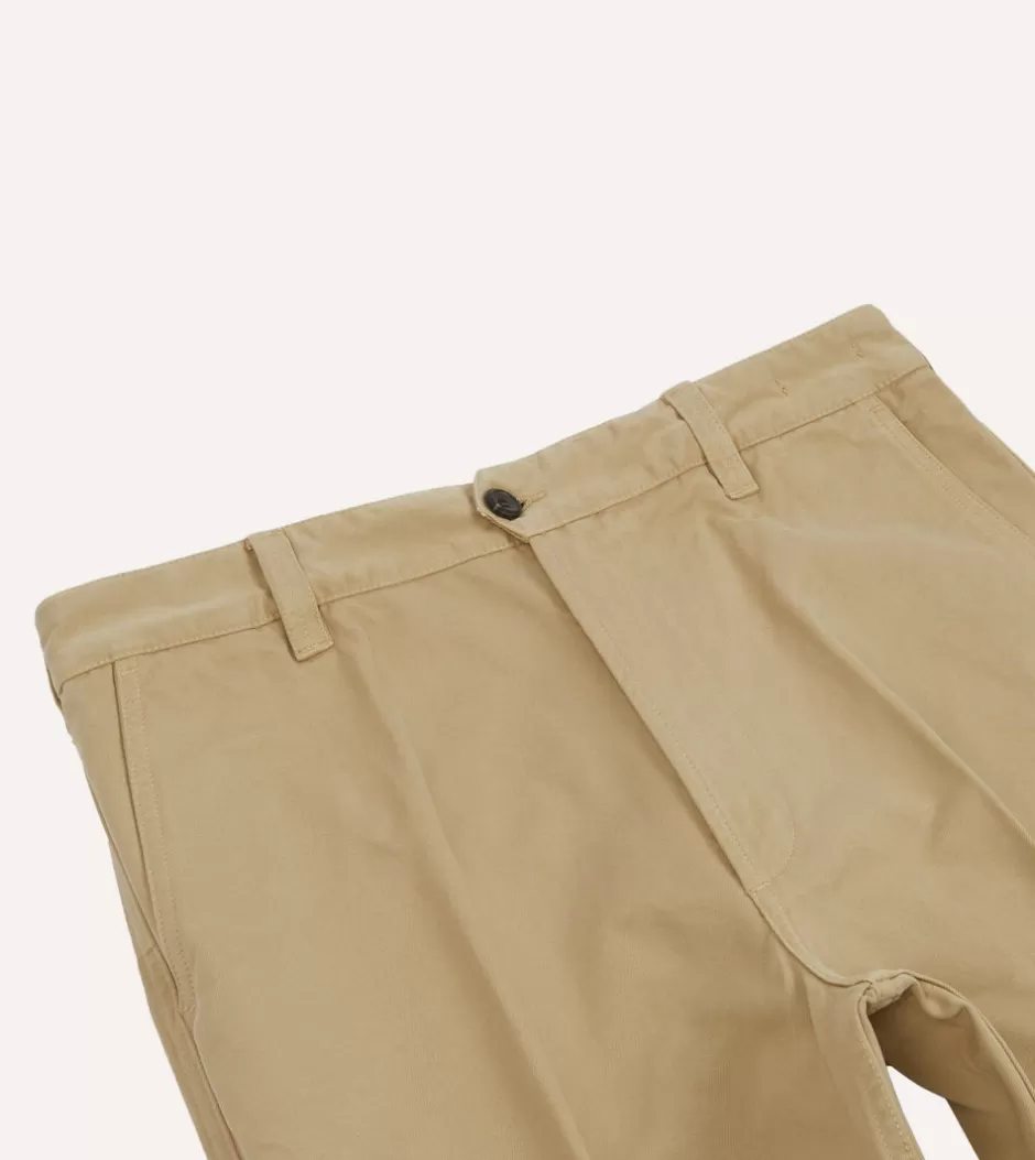 Drake's Textured Cotton Flat Front Chino Sand Outlet