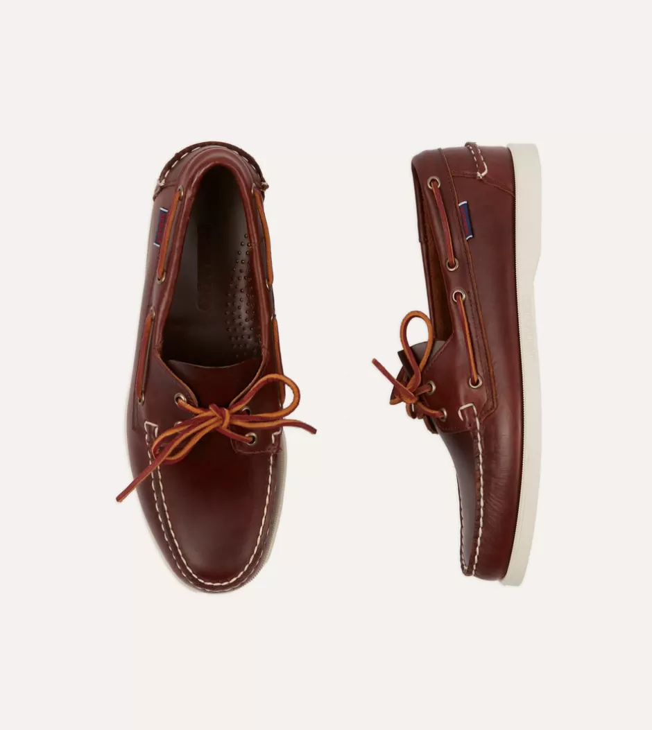 Drake's Sebago Brown Waxed Docksides Portland Boat Shoe Best