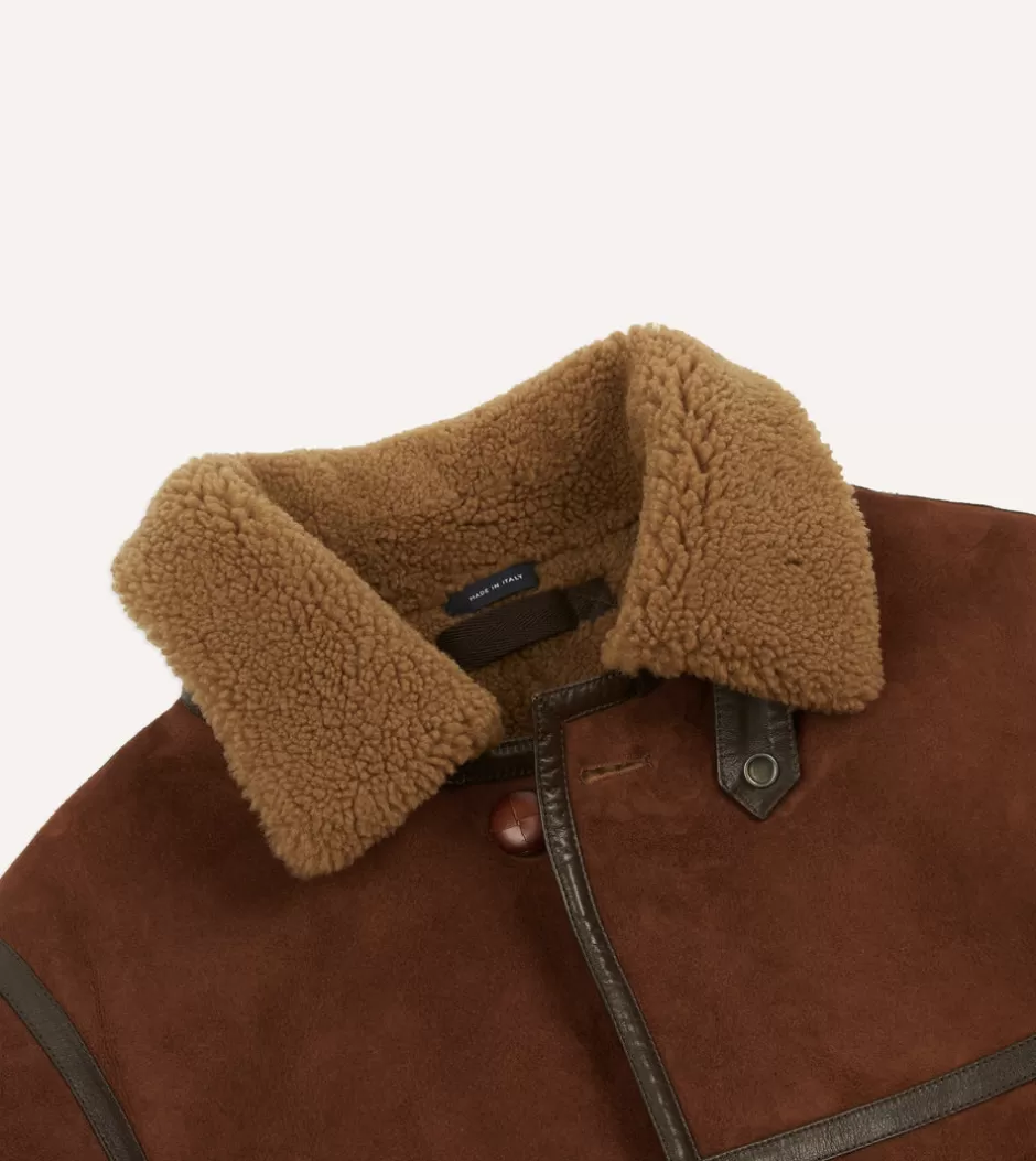 Drake's Shearling Car Coat New