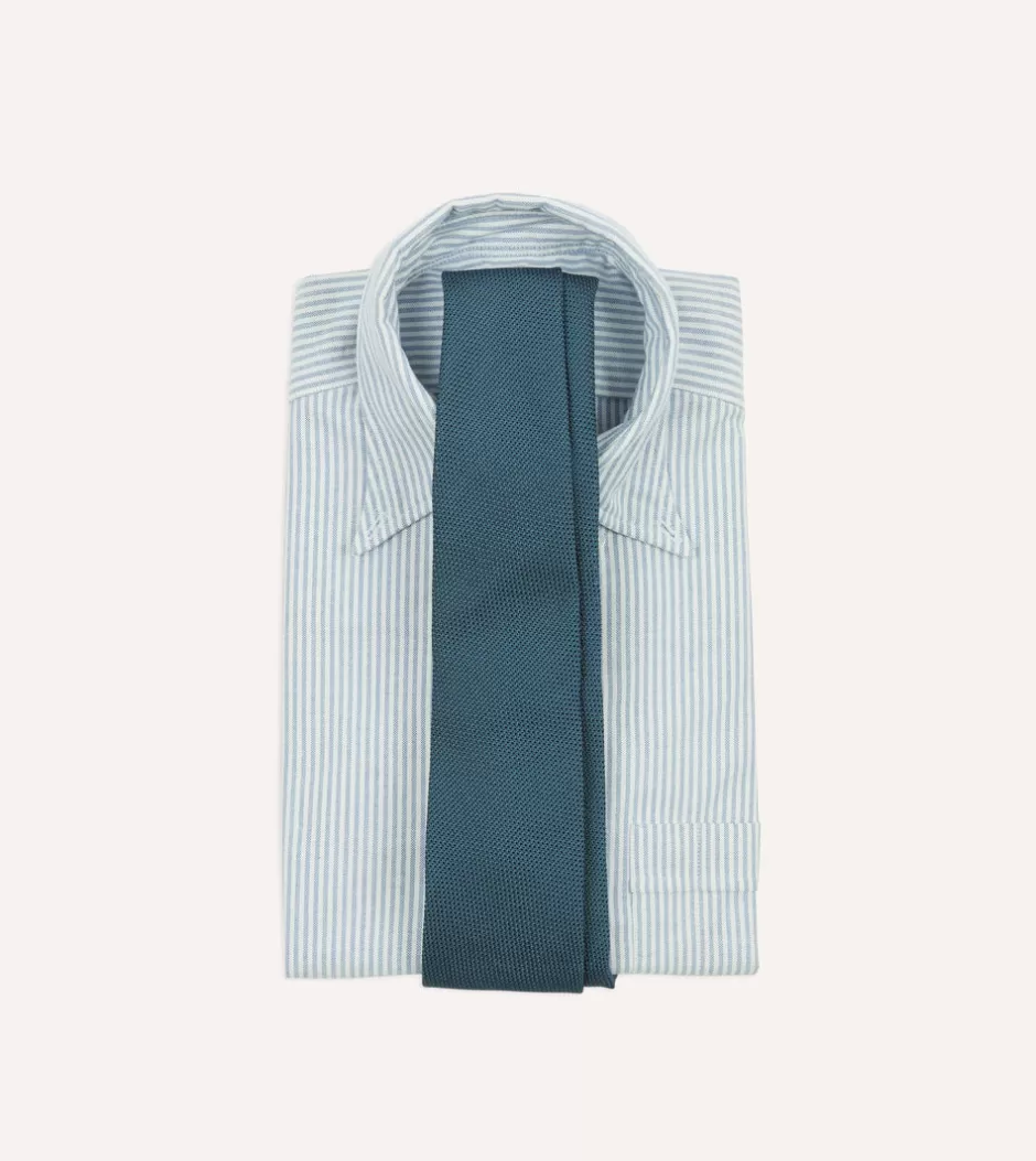 Drake's Sky Blue Fine Woven Grenadine Silk Hand Rolled Tie Best Sale