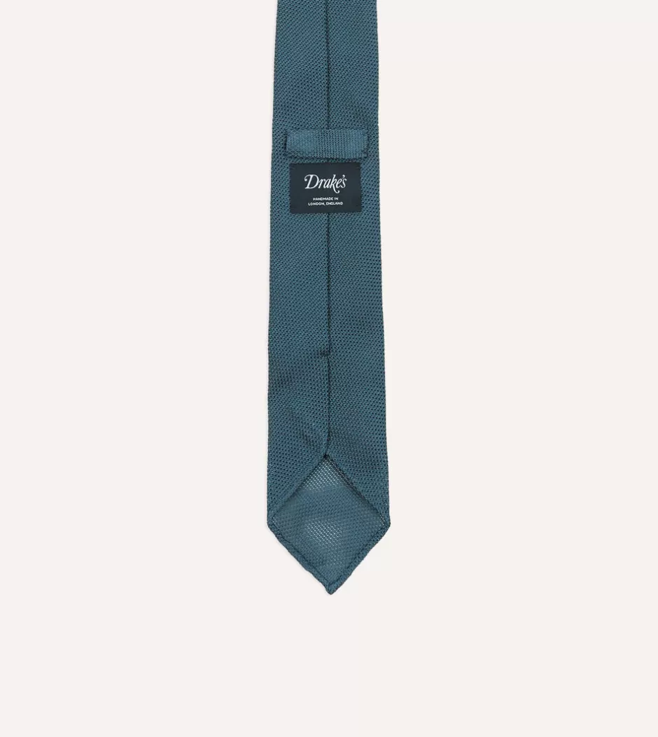 Drake's Sky Blue Fine Woven Grenadine Silk Hand Rolled Tie Best Sale