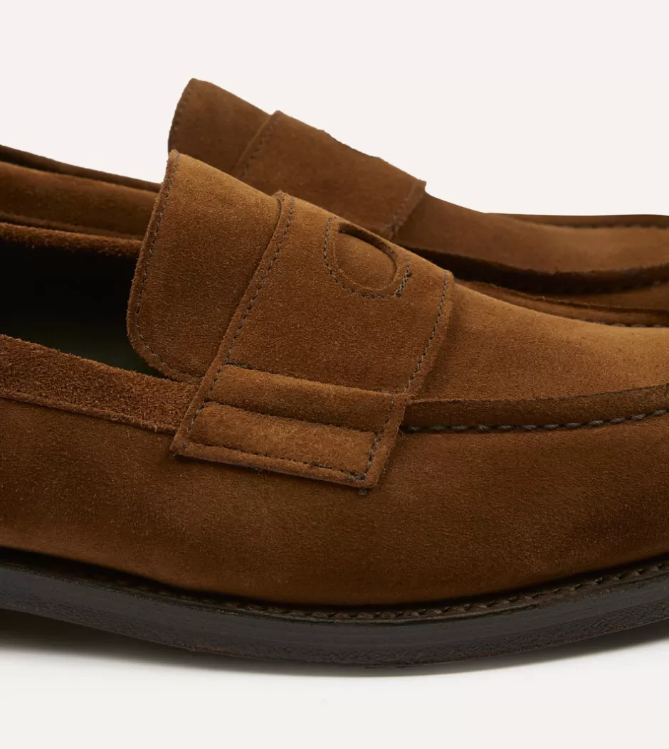 Drake's Suede Charles Goodyear Welted Penny Loafer Snuff Cheap