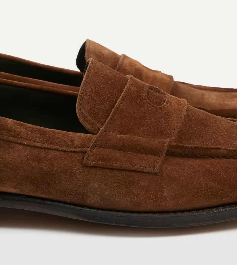 Drake's Suede Charles Mk II Goodyear Welted Penny Loafer Snuff Store