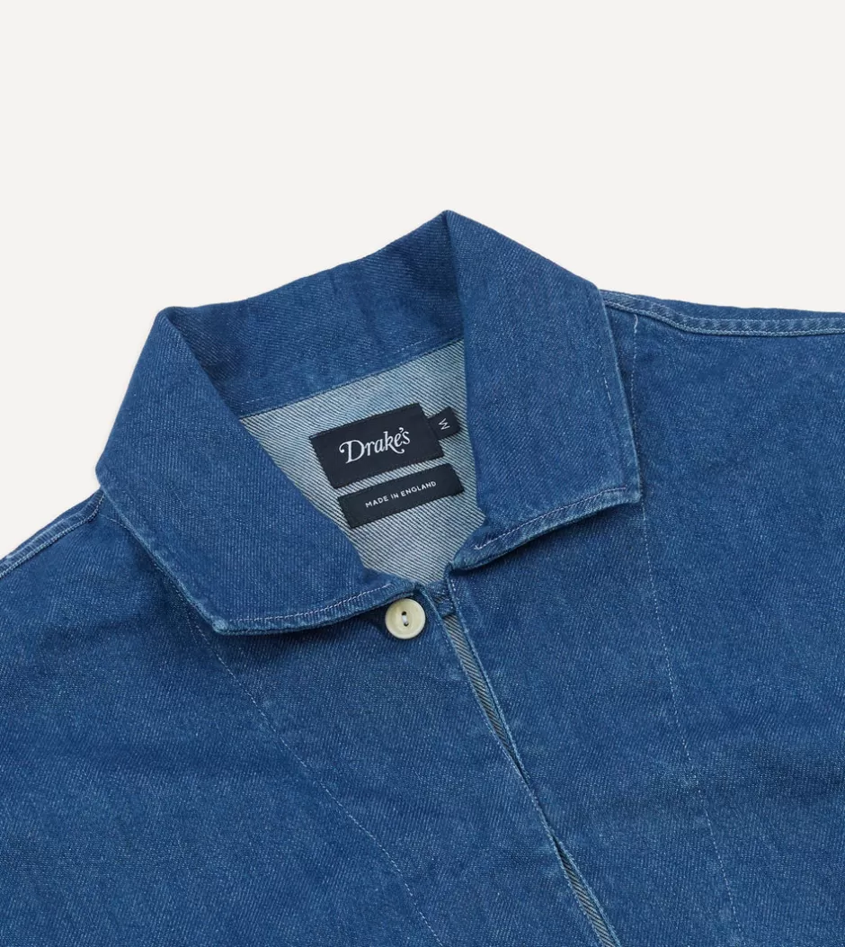 Drake's Stone Wash Denim Smock Flash Sale