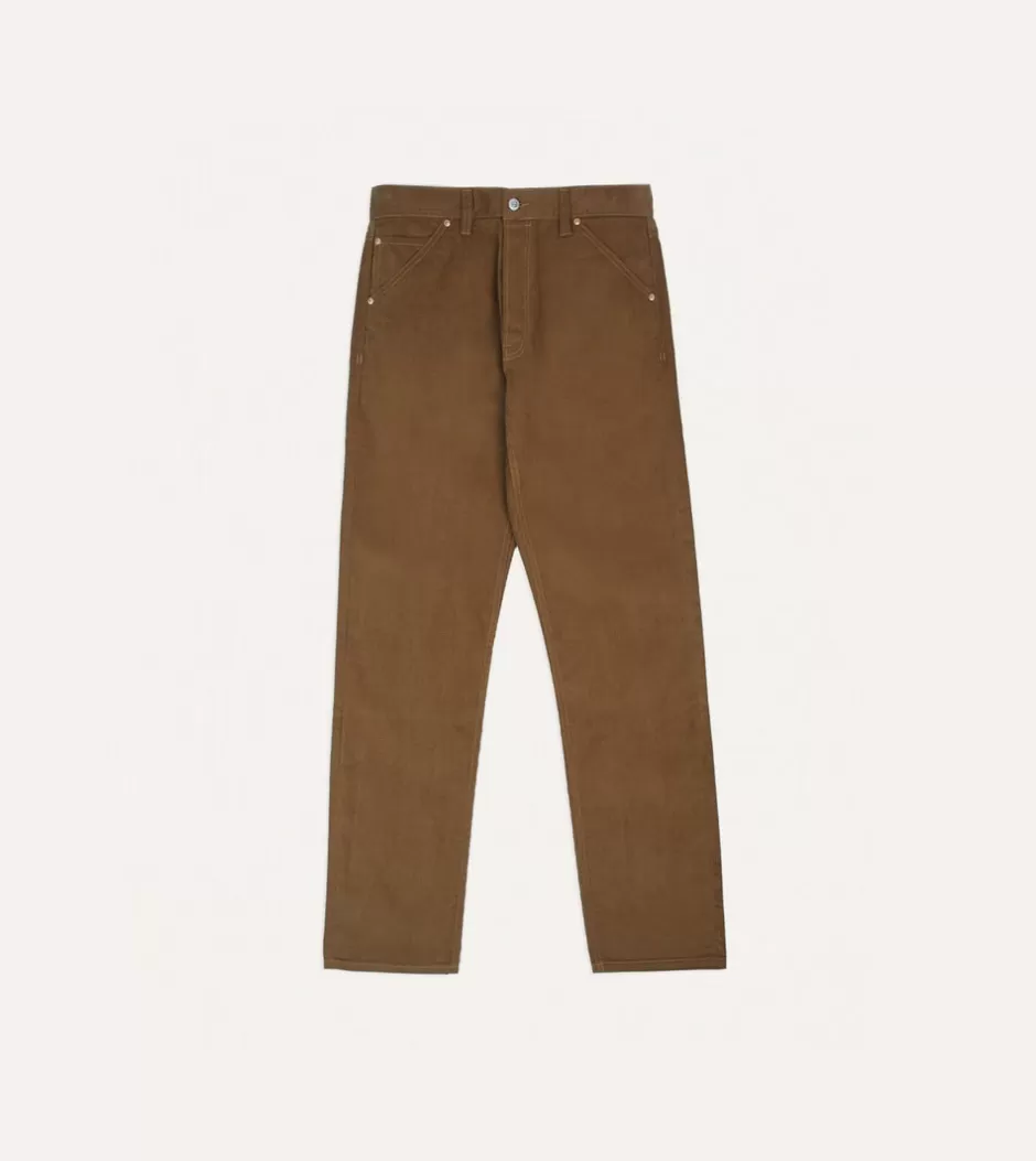 Drake's Japanese Selvedge Needlecord Five-Pocket Trousers Tan Discount