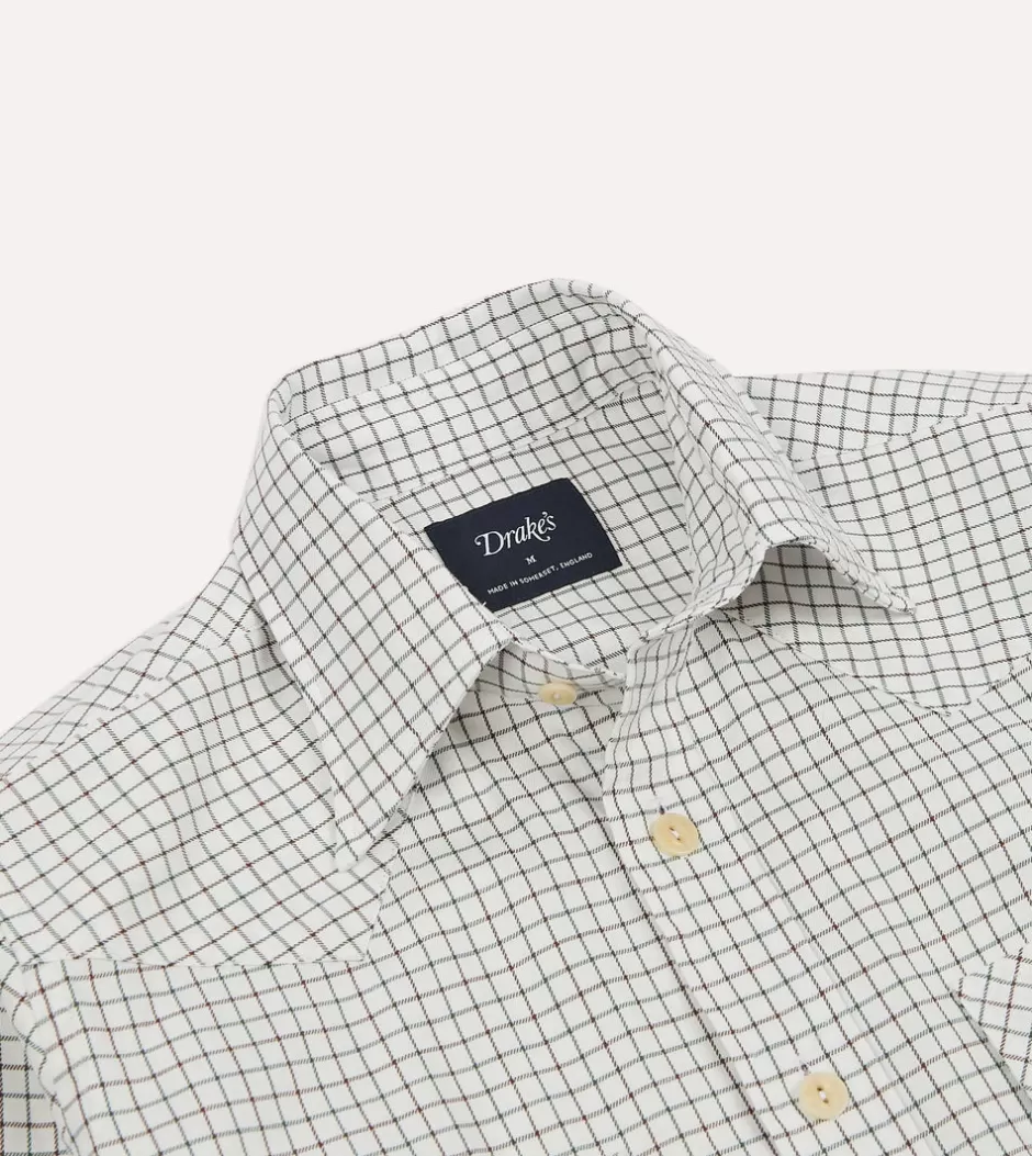 Drake's Tattersall Cotton Two-Pocket Western Shirt Shop