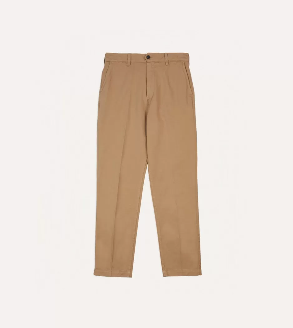 Drake's Cotton Flat Front Chino Tobacco Flash Sale