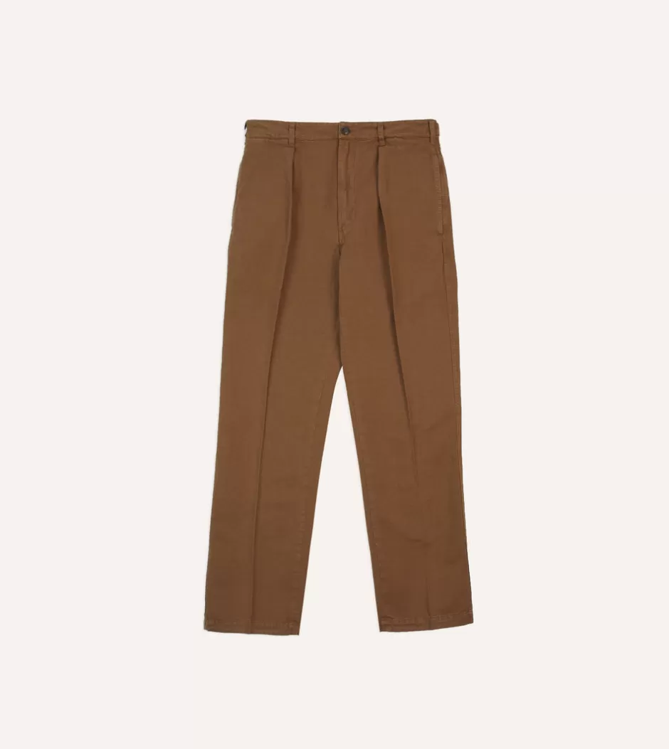 Drake's Cotton Linen Games Trousers Tobacco Shop