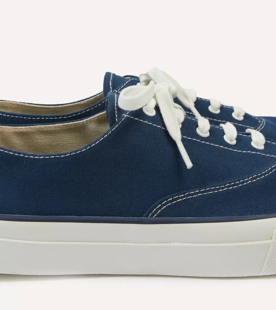 Drake's Wakouwa By Anatomica Cotton Canvas Oxford Trainers Navy Shop