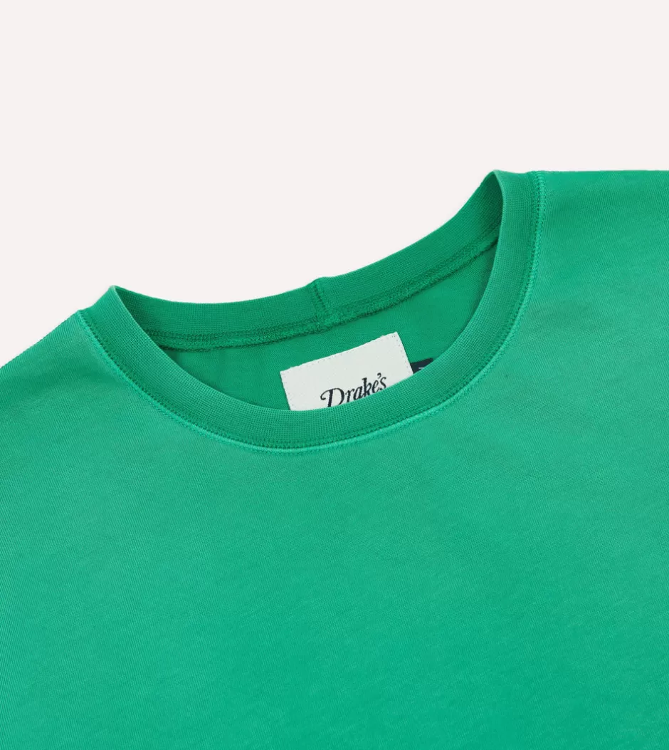 Drake's Cotton Crew Neck Hiking T-Shirt Washed green Best