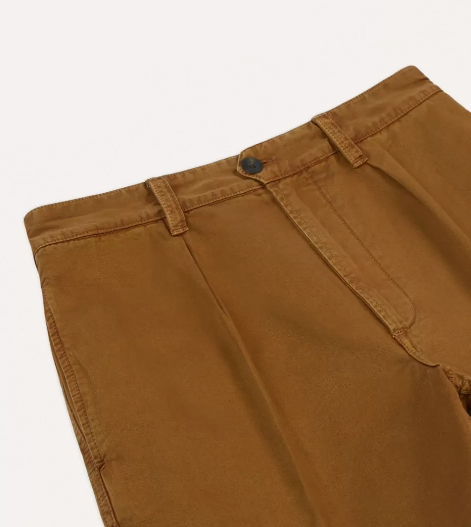 Drake's Cotton Twill Single-Pleat Shorts Washed tobacco Outlet