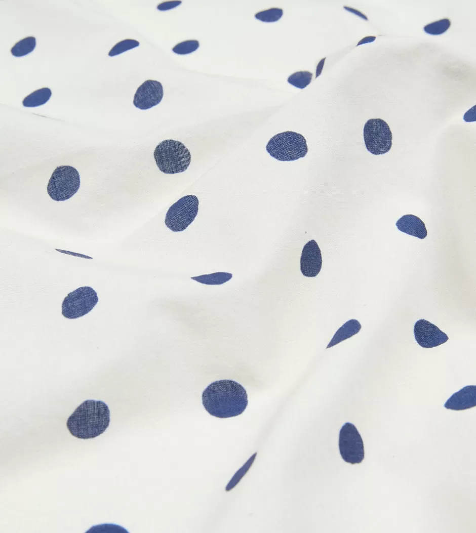 Drake's White And Navy Polka Dot Print Bandana Cheap