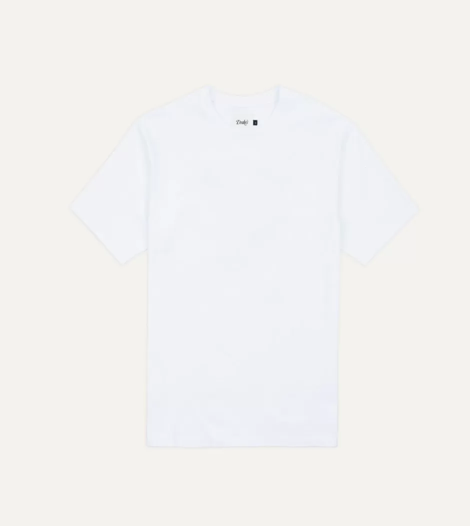 Drake's White Bird Graphic Cotton Crew Neck Hiking T-Shirt Hot