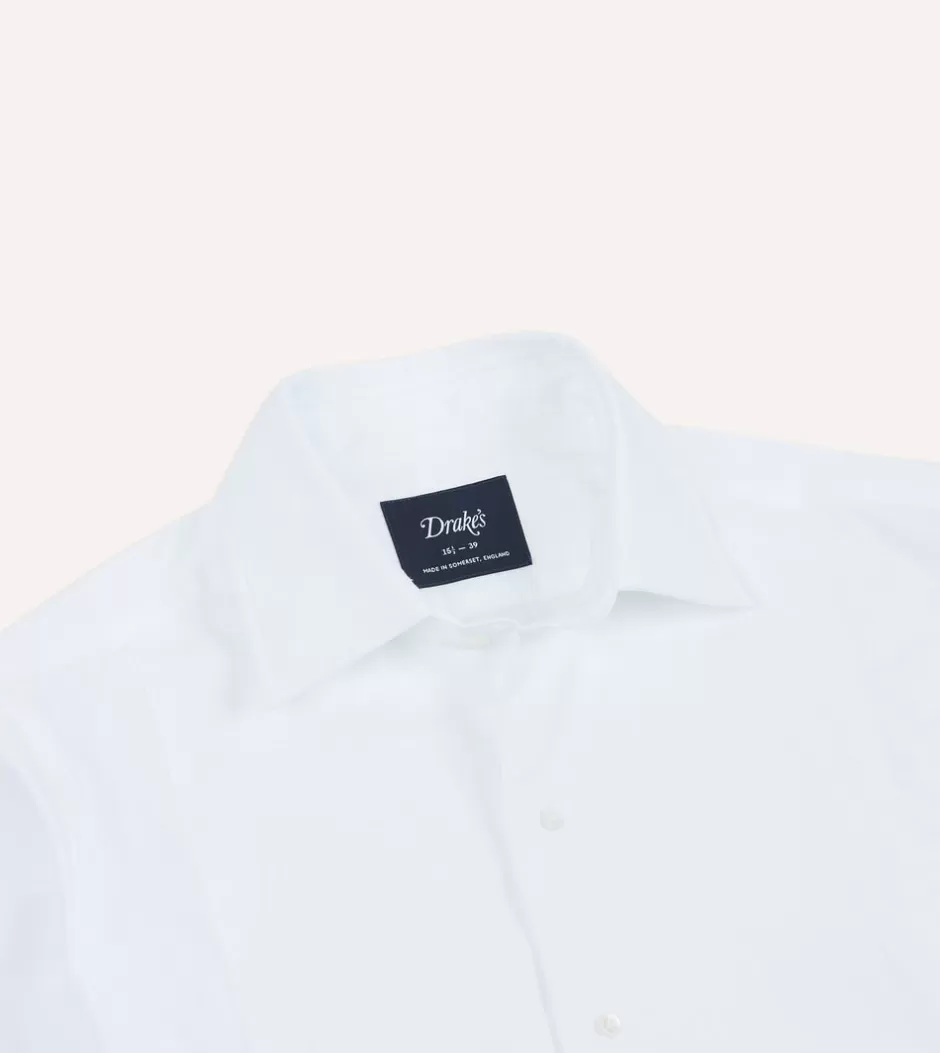 Drake's White Cotton Bib Front Dinner Shirt Store