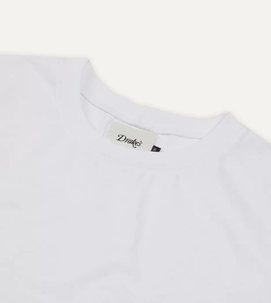 Drake's Cotton Crew Neck Hiking T-Shirt White Outlet