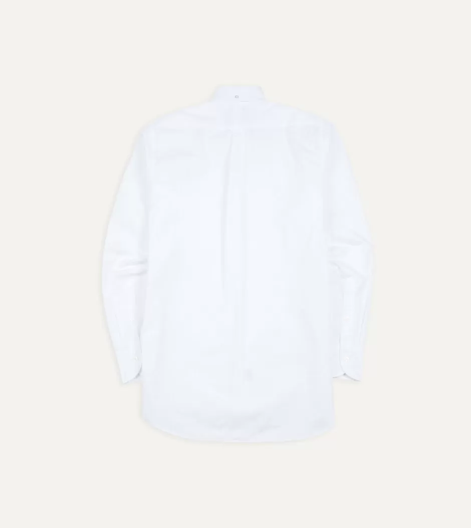 Drake's White Cotton Pocket Poplin Button-Down Shirt Hot