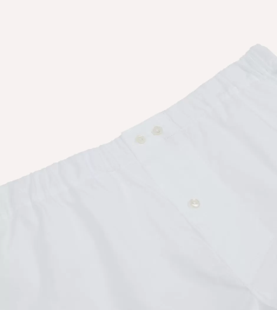 Drake's White Cotton Poplin Boxer Shorts Fashion