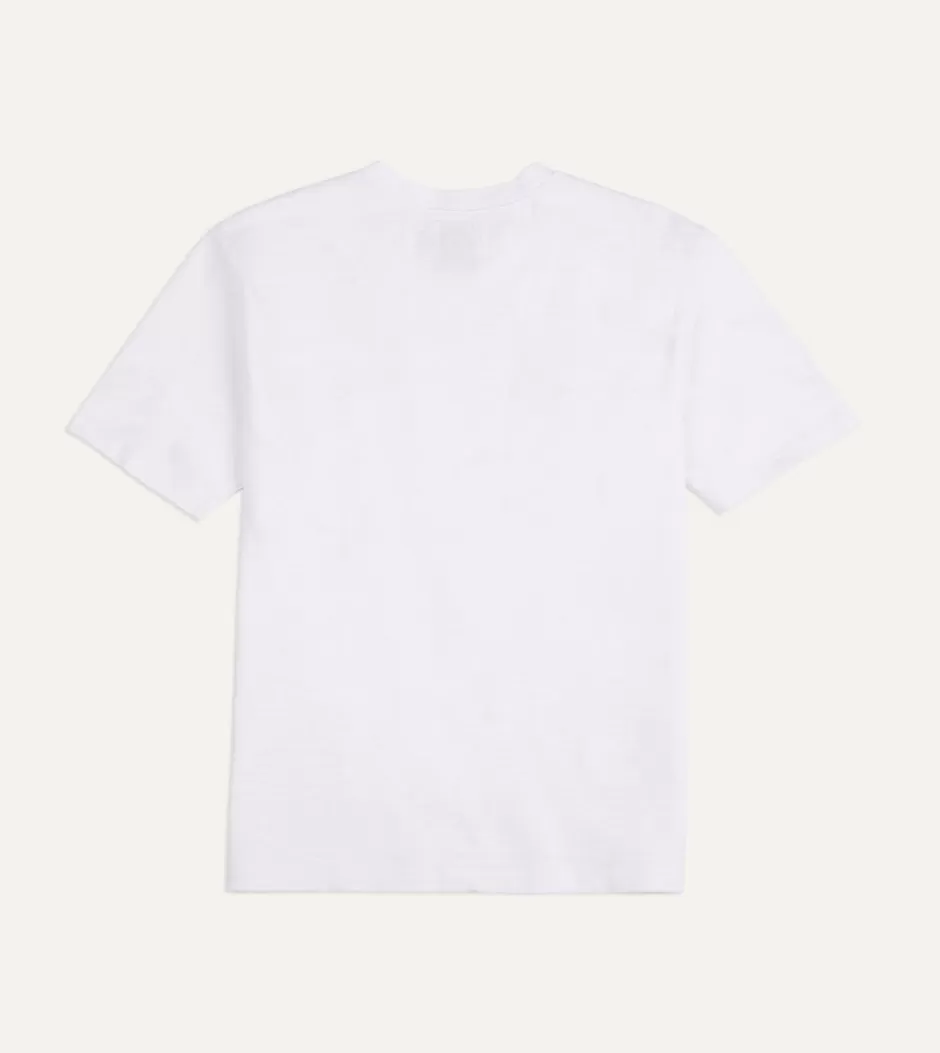 Drake's Flamé Cotton Crew Neck Hiking T-Shirt White Sale