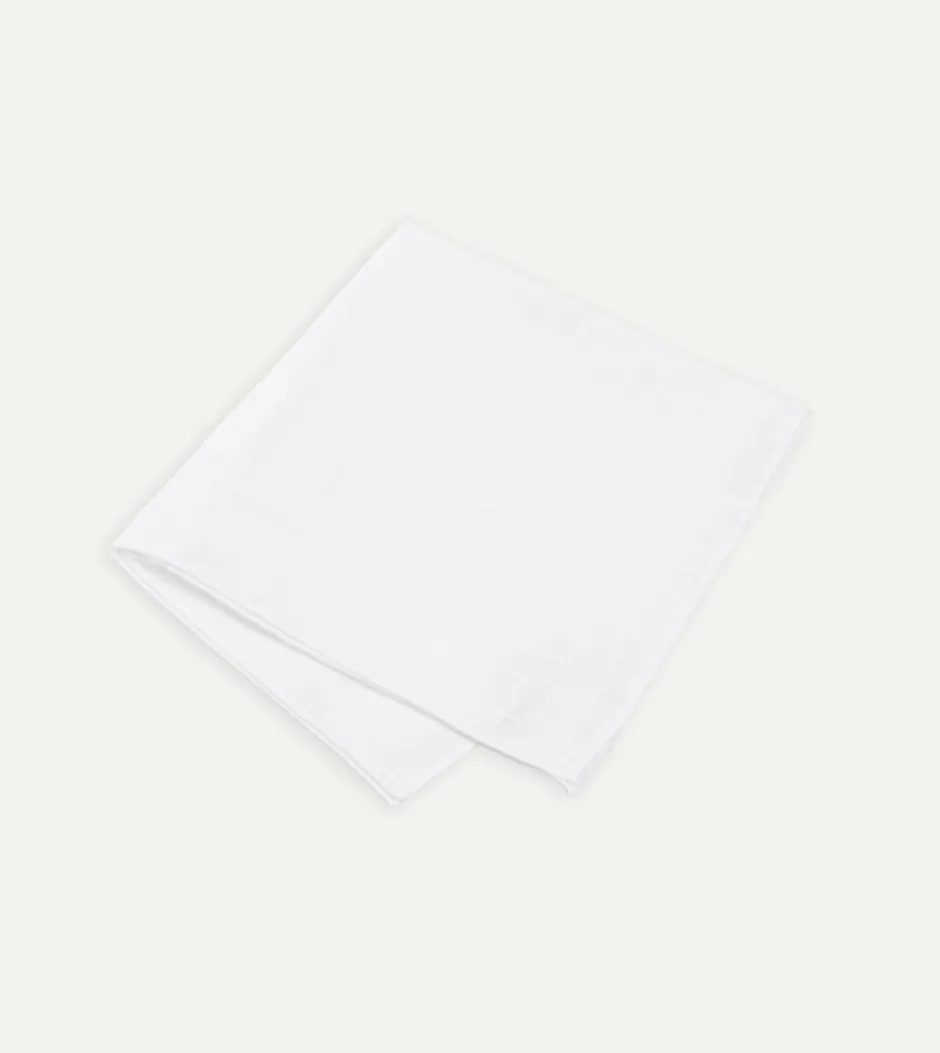 Drake's White Linen Pocket Square Sale