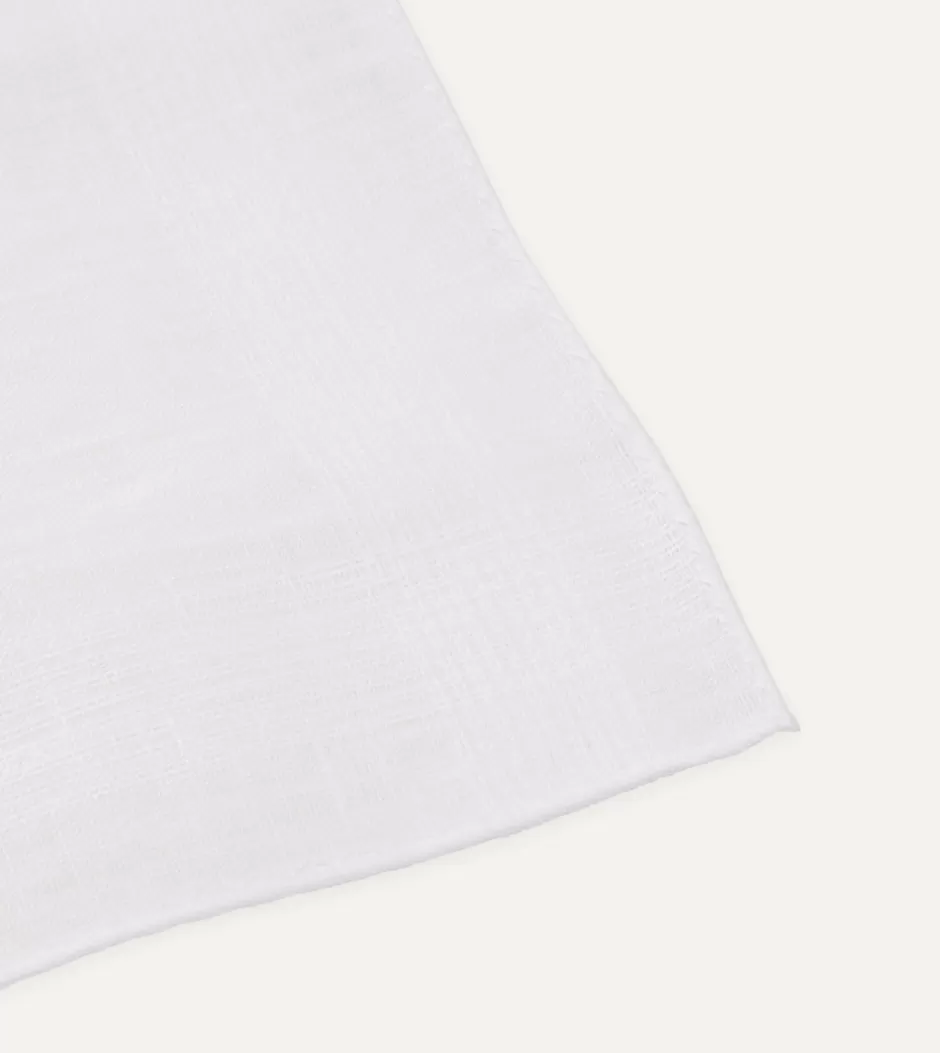 Drake's White Linen Pocket Square Sale