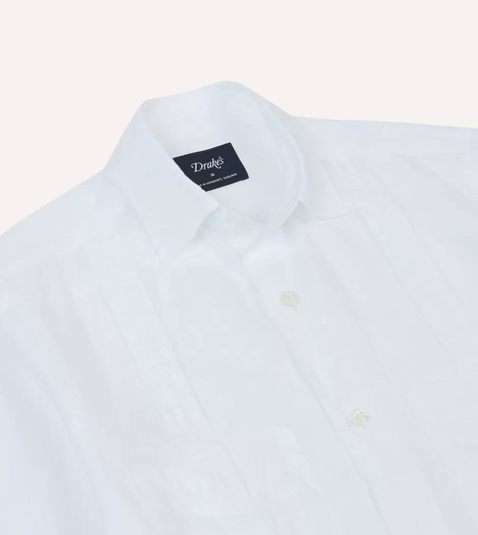 Drake's White Linen Short Sleeve Cuban Shirt Best Sale