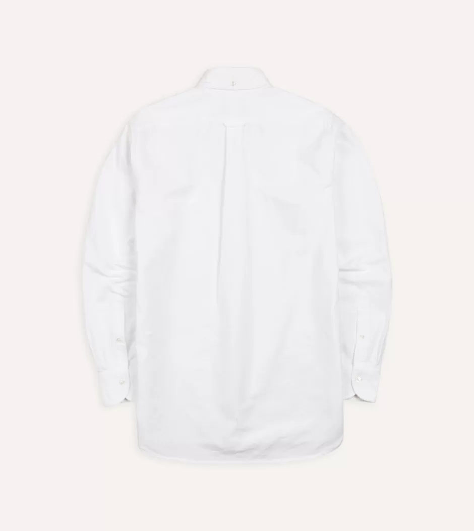 Drake's Oxford Cotton Cloth Button-Down Shirt White Online