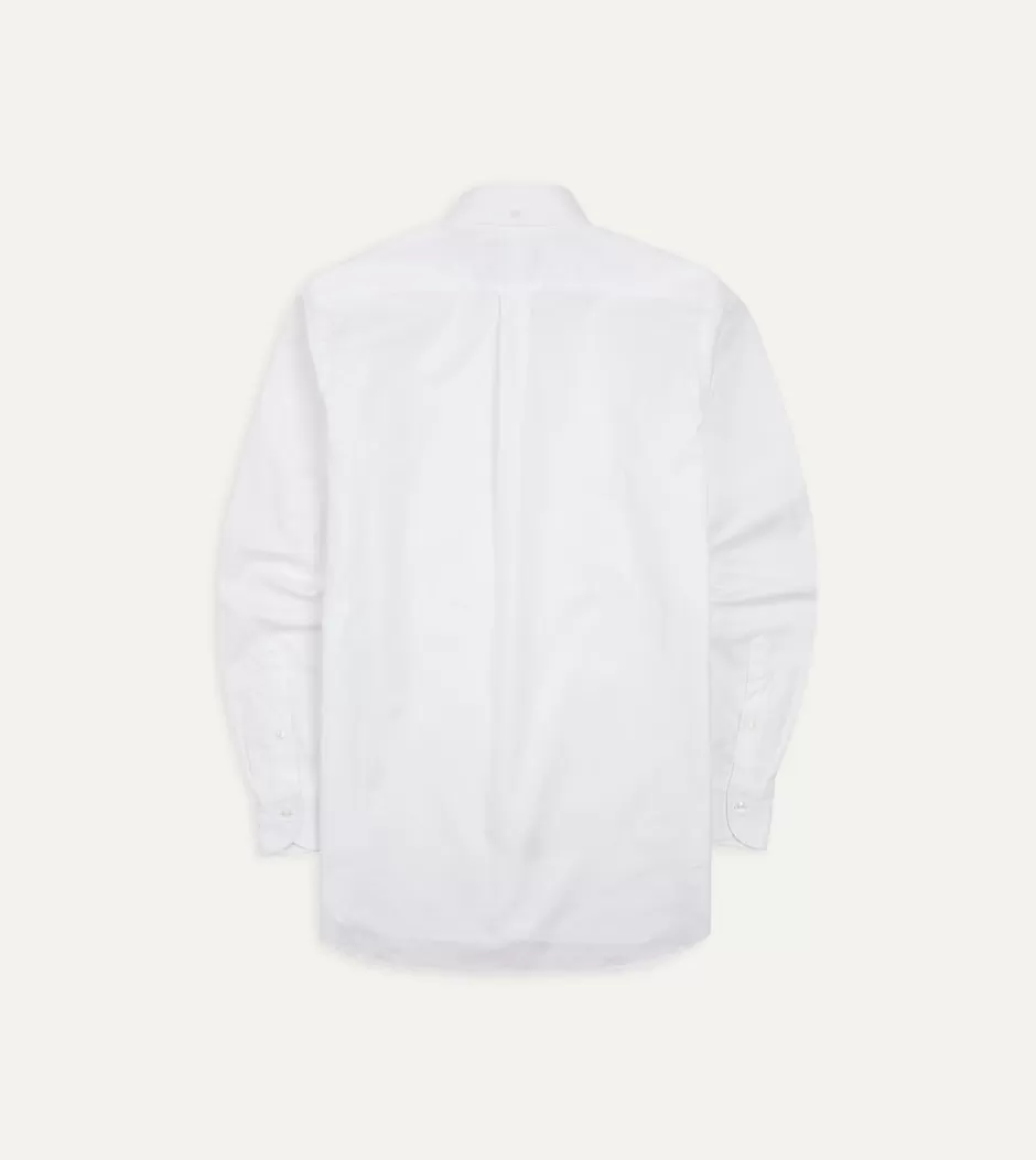 Drake's Pinpoint Oxford Cotton Cloth Button-Down Shirt White Best Sale