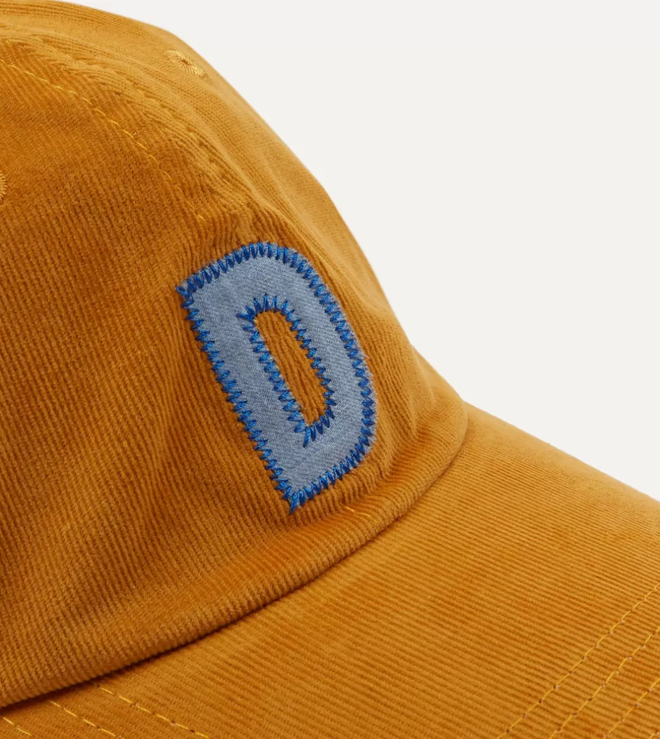 Drake's Yellow Chambray 'D' Appliqué Cotton Twill Baseball Cap Flash Sale