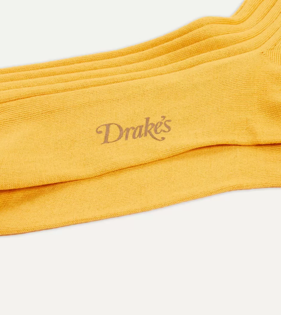 Drake's Cotton Over-the-Calf Socks Yellow Clearance