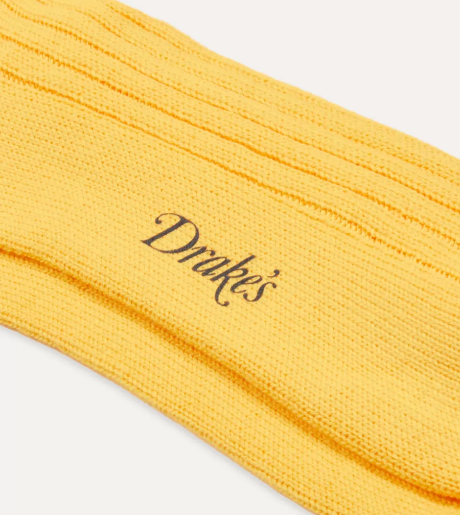 Drake's Cotton Sports Socks Yellow Online