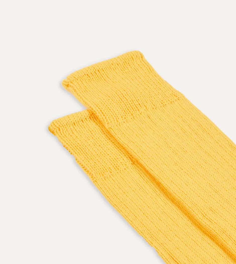 Drake's Cotton Sports Socks Yellow Online