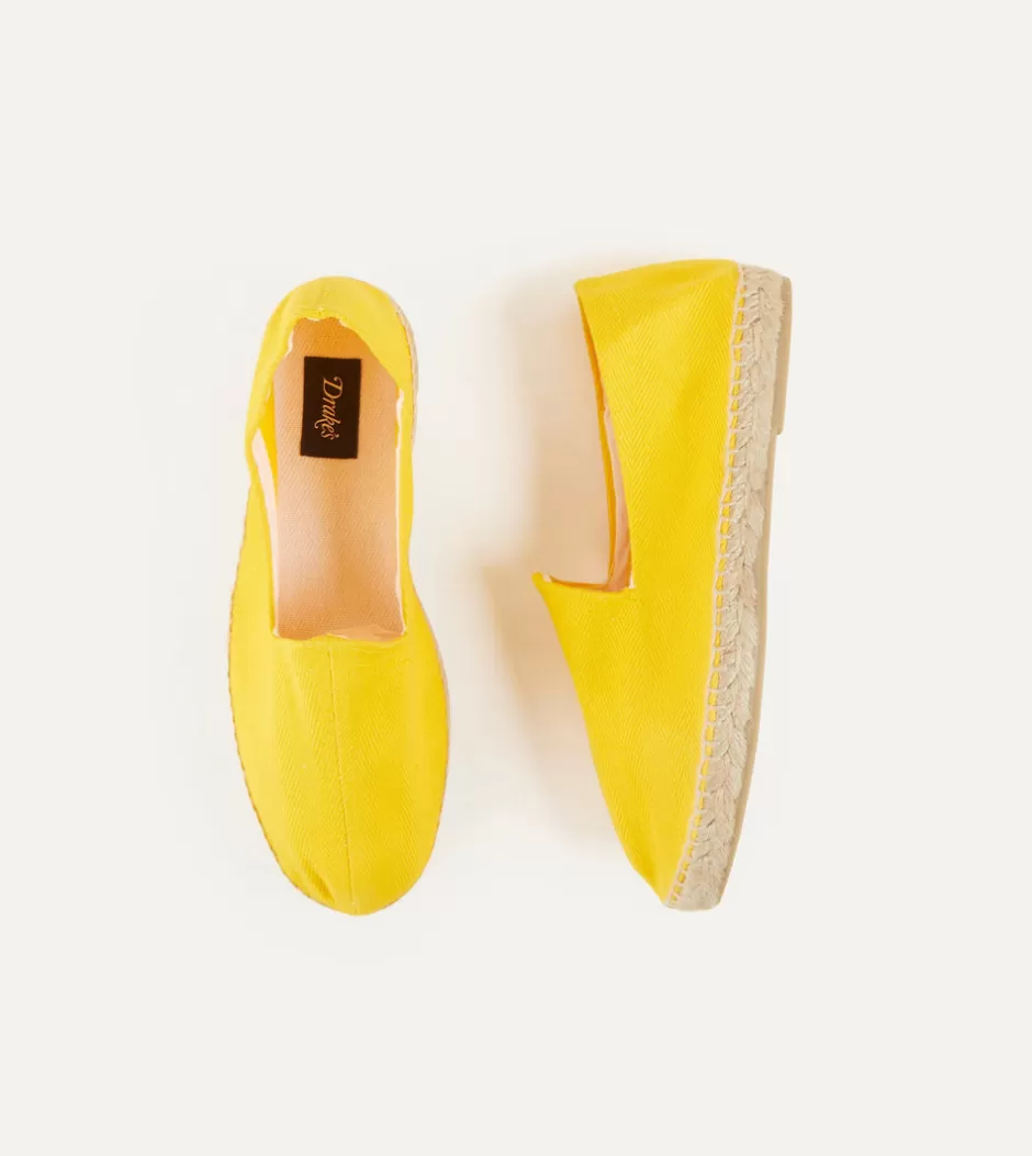 Drake's Herringbone Cotton Espadrilles Yellow Cheap