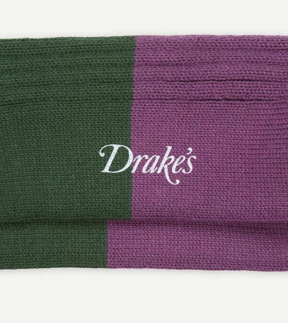 Drake's Yellow Multi Cotton Sports Socks Sale