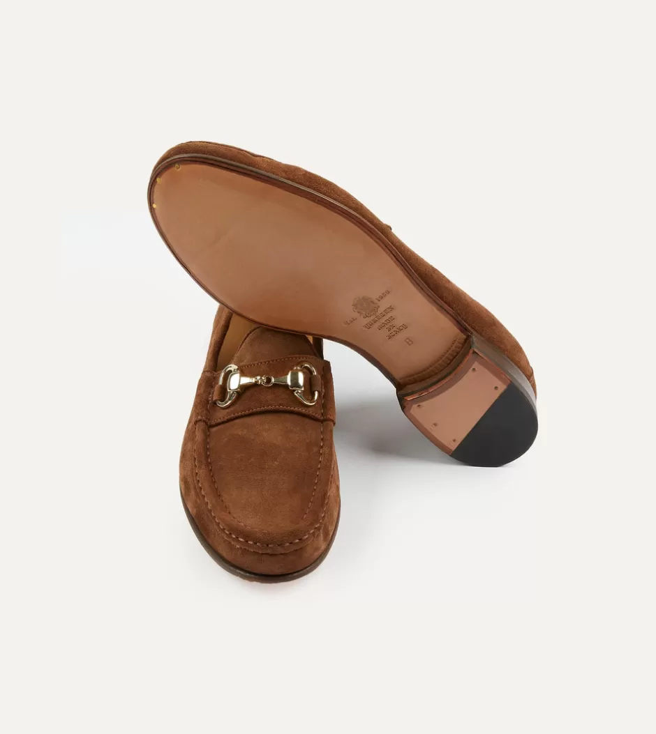 Drake's Yuketen Moc Ischia Brown Suede Bit Loafer Clearance