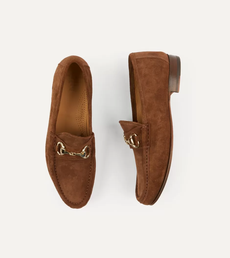 Drake's Yuketen Moc Ischia Brown Suede Bit Loafer Clearance